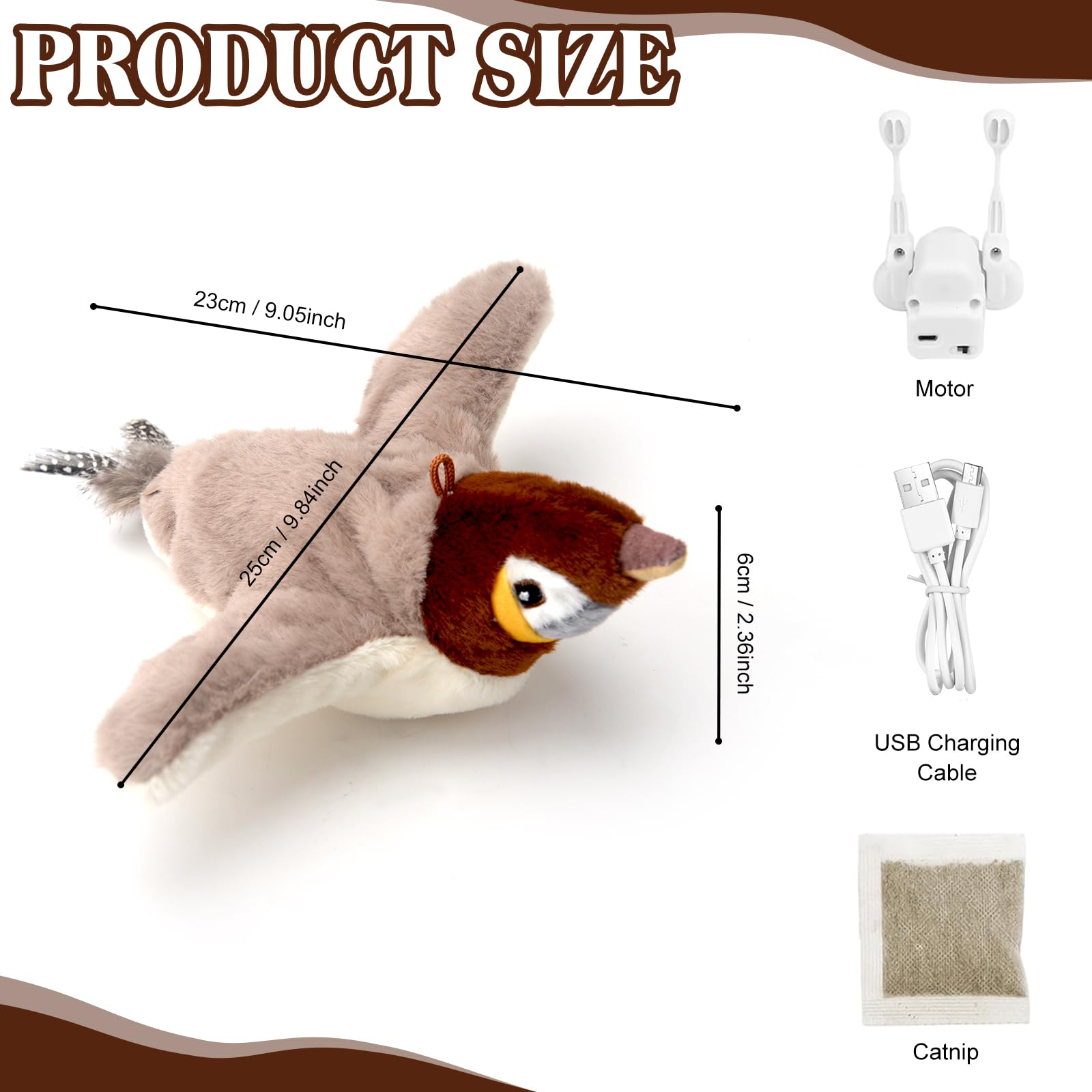 Oiseau Volant pour Chat - Jouet Interactif pour Chat avec Ailes Battantes, Rechargeable et Lavable Jouet Chat Oiseau Volant Jouet Oiseau Gazouillant d'Intérieur pour Chaton Adulte