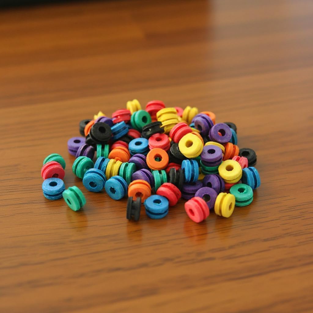 Houseables Tattoo Grommets, Tattoo Needle Machine Grommets, Needle Supplies, Rubber, Multi-Color, Pack of 100