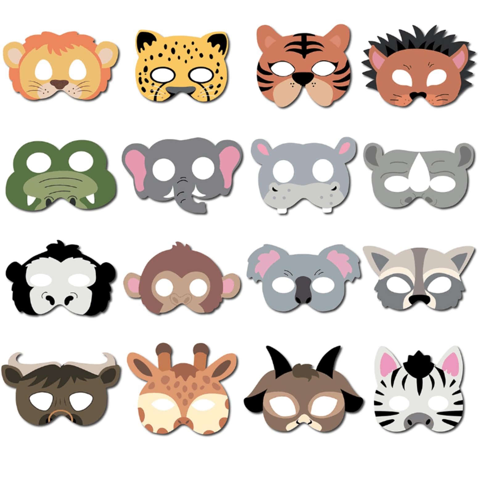 LAEYIAP 16 Packs Animal Masks Party Favors,Wild Animal Theme Birthday Party Favors,Jungle Safari Theme Birthday Party