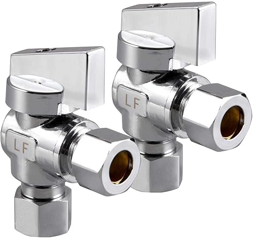 Paquete de 2 válvulas de freno de ángulo de agua MIP de 38 pulgadas Comp FIP x 38 pulgadas de latón cromado (agregar)