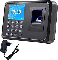 Relógios de ponto para funcionários pequenas empresas,Relógio na máquina para funcionários, Relógio em Clock Out Machine,com tela LCD TFT 2.4,dados de download USB,1000 scanner de impressões digitais