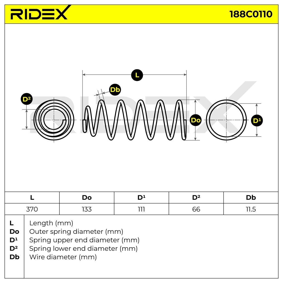 RIDEX 188C0110 2x Muelle de suspensión Delantero Compatible con VW Bora Sedán 1J2