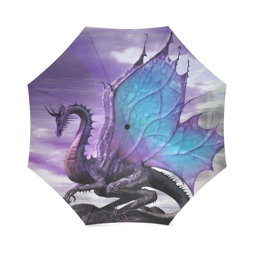 Halloween's Day Gifts Purple Dragon Moon Pattern 100% Fabric and Aluminium Car Foldable Umbrella