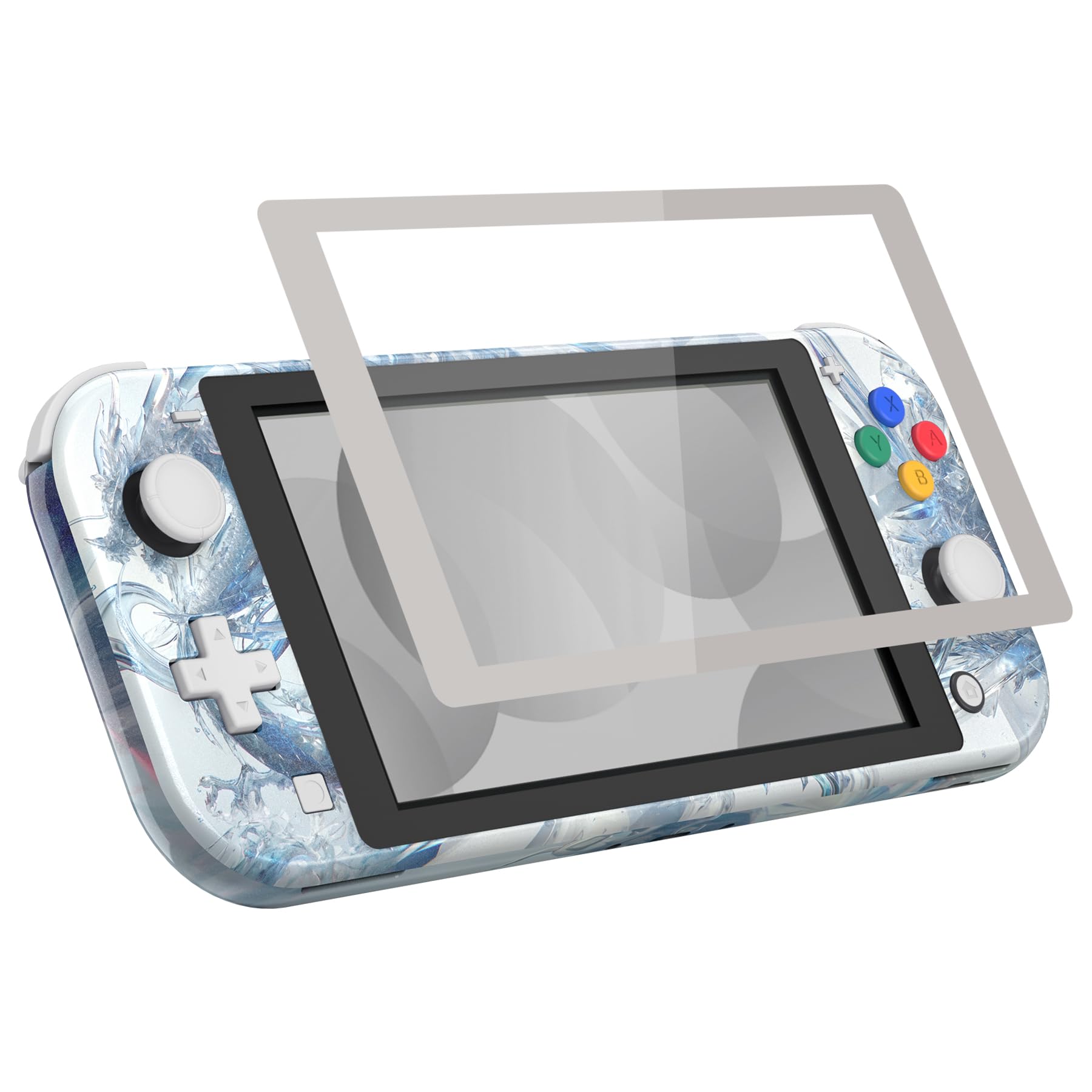 eXtremeRate Coque Console pour Nintendo Switch Lite,Façade avec Accessoires Boutons & Verres Trempé Protection Écran pour Switch Lite,Crystal Dragon
