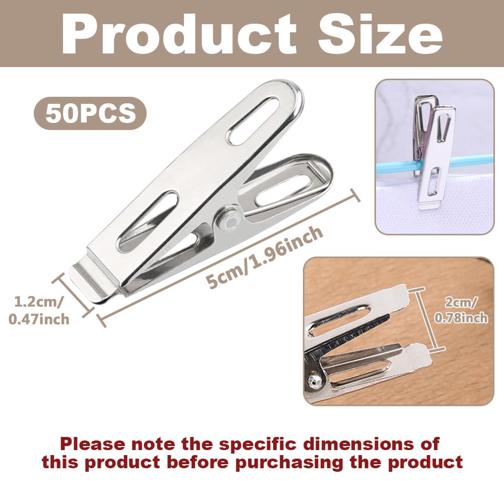 Pinzas Grandes para sujetar-50 Piezas Playa Toalla Clips, Fuertes Pinzas de Ropa, Clip a Prueba de Viento, para la Ropa Pesada y el Lavarse(5 * 1.5cm)