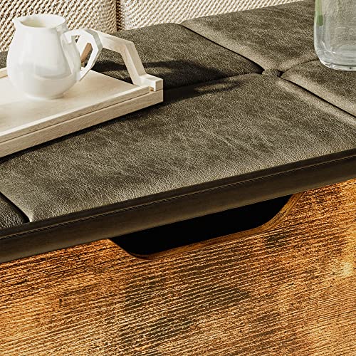 Likimio Storage Ottoman, Industrial Wooden Storage Bench With Leather Button Padded Seat For Bedroom End Of Bed/Living Room/Entryway(43 Inch, Vintage Brown) #TOP3