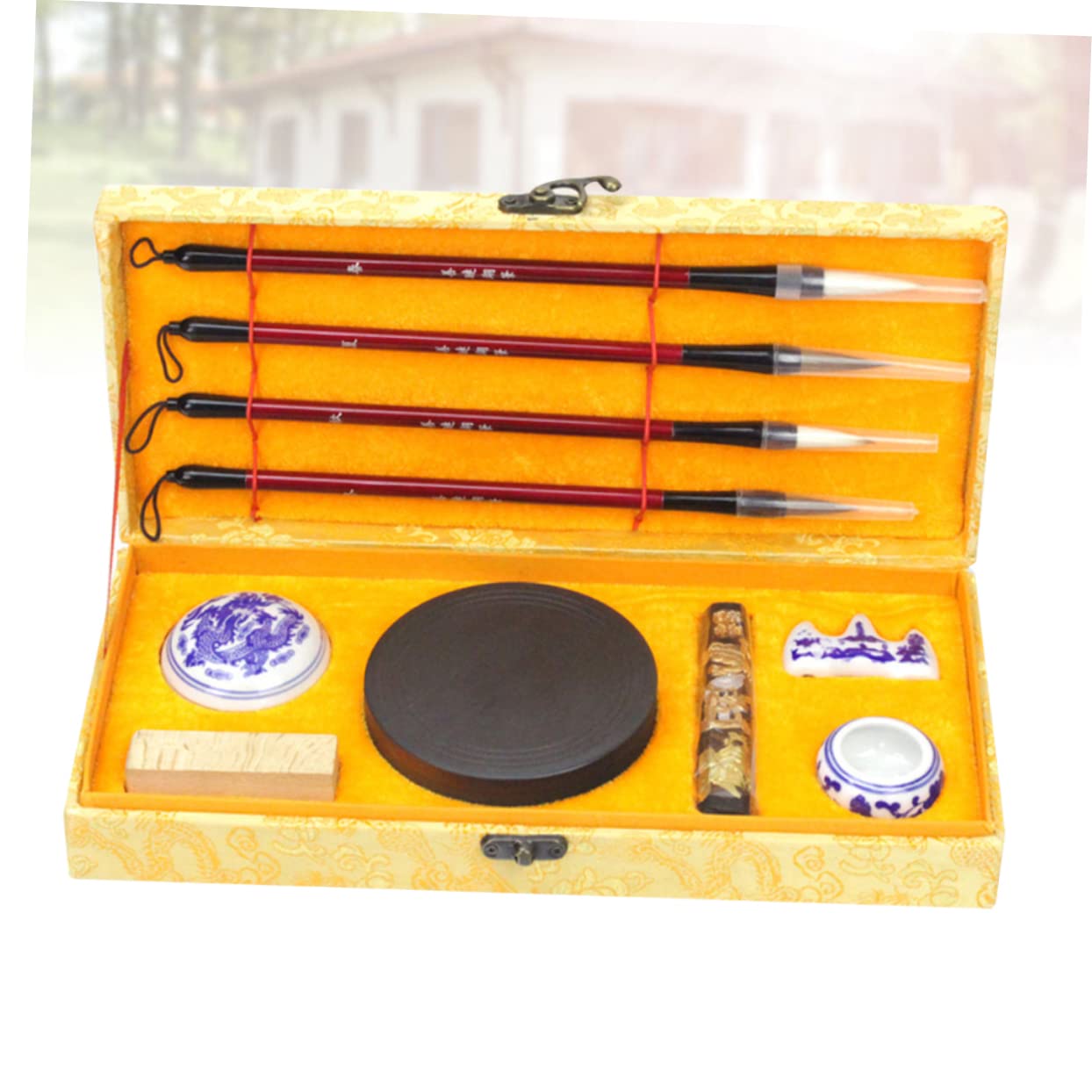 EXCEART Set di Pennelli per Calligrafia Cinese Pennello per Scrittura per Principianti Kit di Four Treasures Pennello per Scrittura Calligrafica Inchiostro in Stick Carta