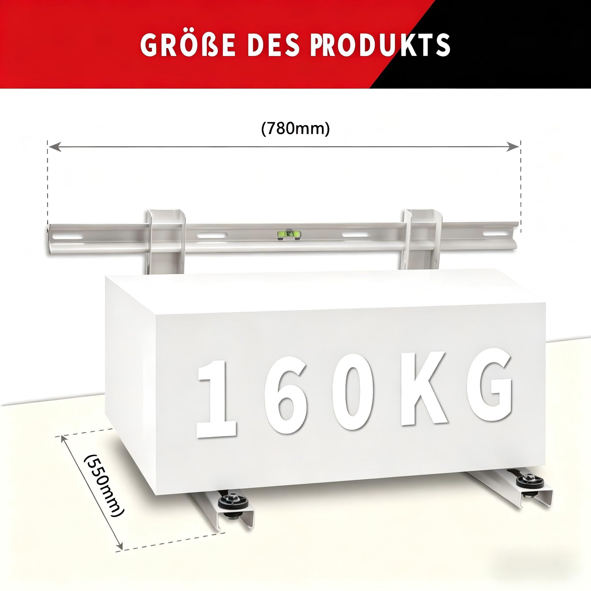 Wostore Universal Wandhalterung für Klimaanlage Außengerät 550mm 9000-36000 BTU bis 160kg, Wandkonsole für Split Klimaanlage und Wärmepumpe robust und stabil (weiß 550mm)