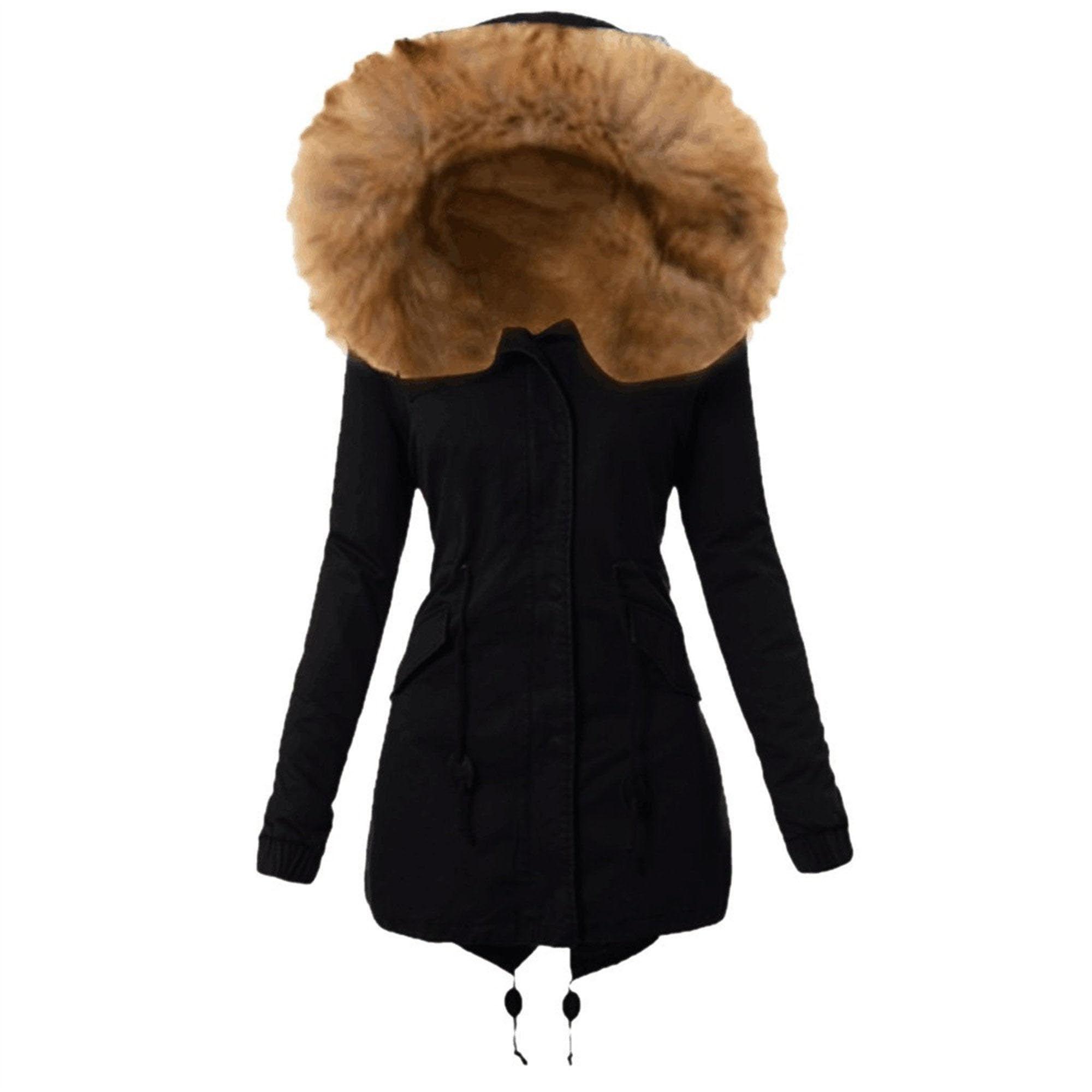 Damen Winter Warm Gefüttert Outerwear Casual Fitted Snap Hooded Parka