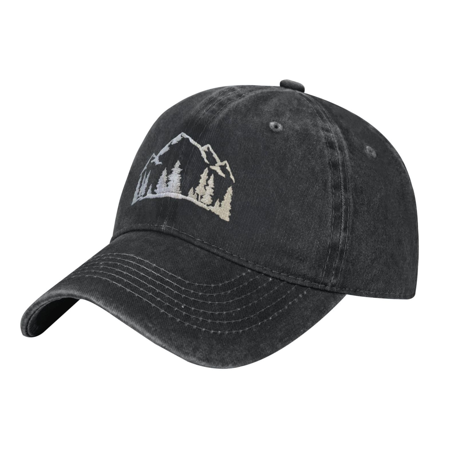 Wisedeal Womens Mountain Trees Hat Washed Vintage Adjustable Baseball Cap for Dad Mom