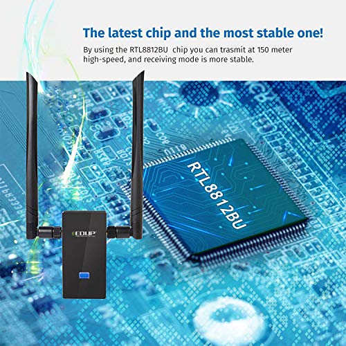 AC1300 WiFi Adapter 2.4/5GHz Dual Band Wireless Adapter USB 3.0 WiFi Card for Laptop Desktop PC Support Win 7/8.1/10/XP/Vista, Mac OS X10.6-10.15, USB Flash Driver Include