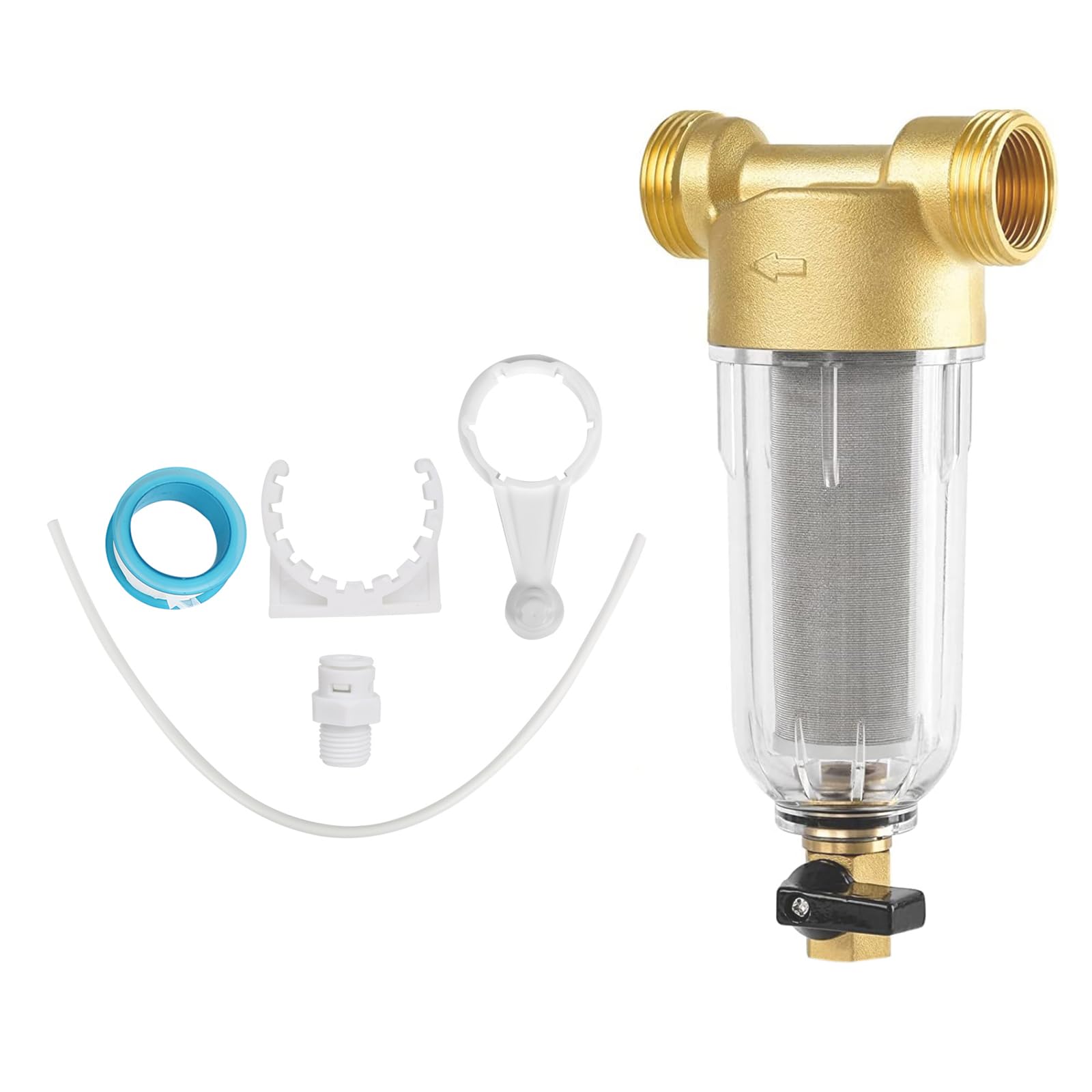 Whole House Spin Down Sediment Water Filter, 100 Micron Prefilter Filtration Faucet Water Filter