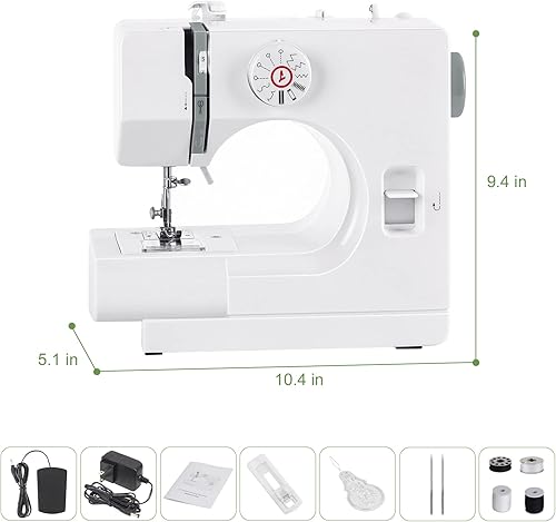Miniatura 2 de Máquina de coser para principiantes, mini máquina de coser portátil con 12 puntadas integradas, máquina de coser eléctrica de mano resistente para