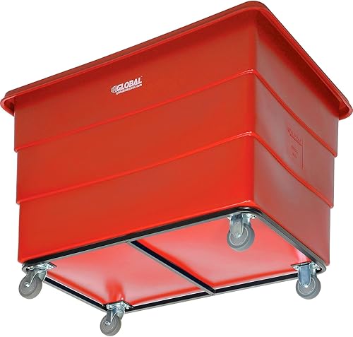 Miniatura 3 de Global Industrial 20 Bushel plástico caja de camión a granel, base de acero del chasis, rojo, 50-25"L x 34-35"W x 35-35"H