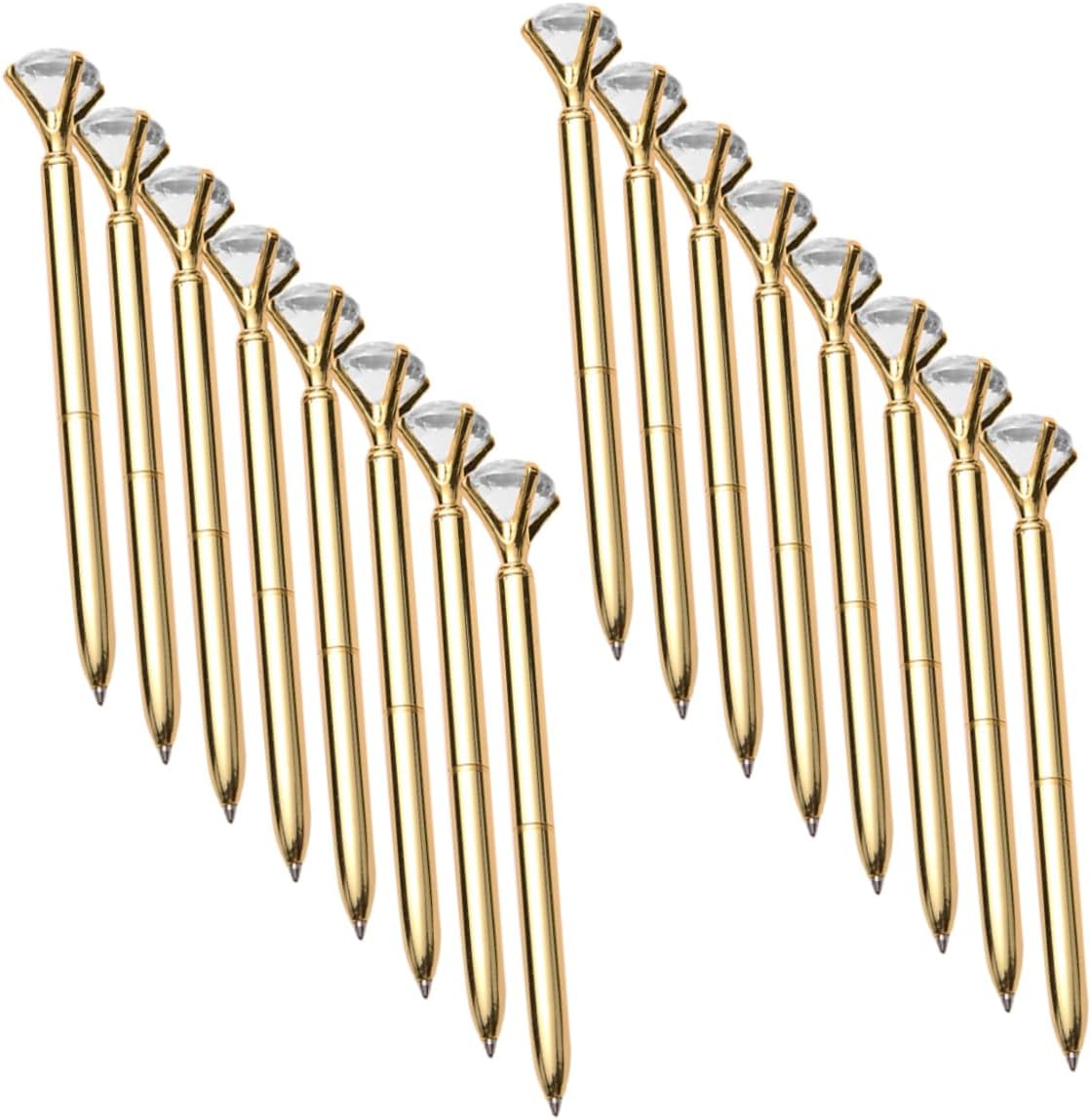 Homoyoyo 16pcs Rhinestone Decor Ballpoint Pens with Ergonomic Grip Stylish Writing Pens for Office School Smooth Black Ink Lightweight Sturdy Construction