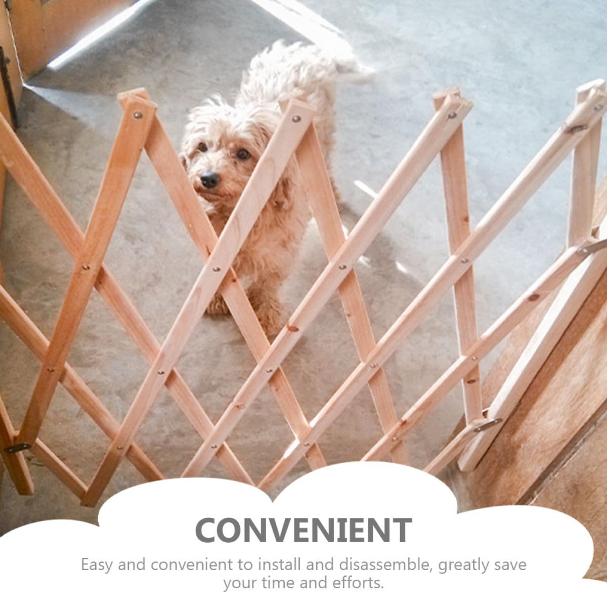 TOPBATHY Puerta Retráctil para Perros Pequeña de Madera Resistente, Valla Interior para Mascotas, Barrera para Escaleras y Pasillos, Protector contra Arañazos y Mordeduras, Puerta