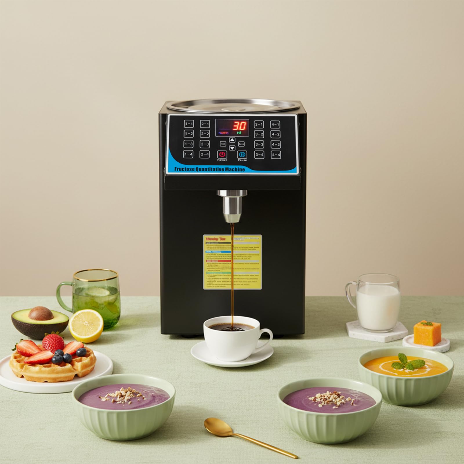 Machine quantitative de fructose - 7,5 L - Distributeur automatique de sirop de fructose - Distributeur de sucre - Machine à fructose - Pour lait, thé, café - 450 W