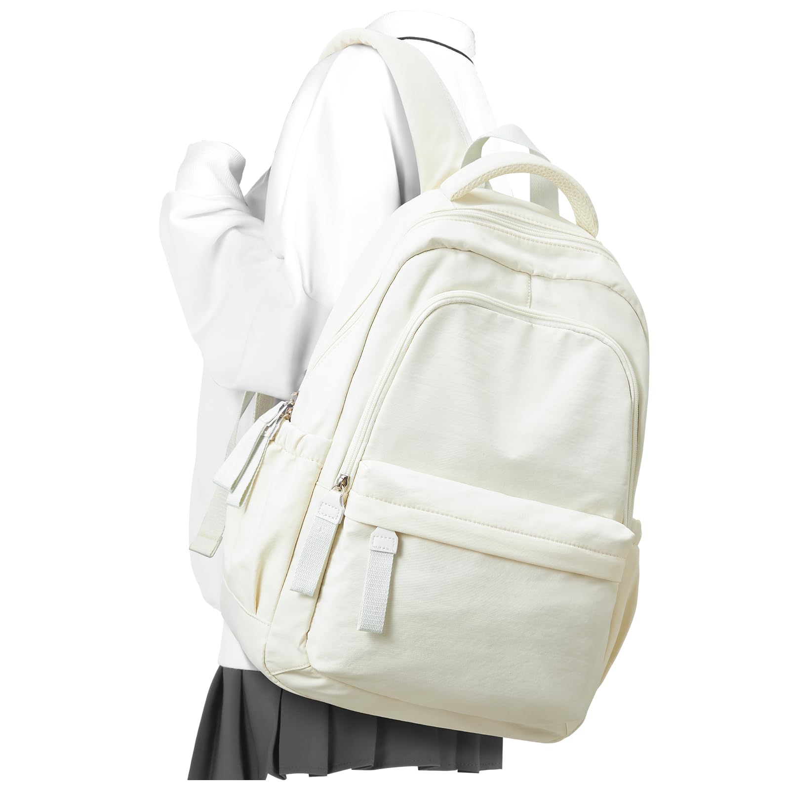 VECAVE School Backpack Beige College High School Bags backpack for Boys Girls Teens Waterproof Bookbag Casual Lightweight Travel Rucksack Daypack