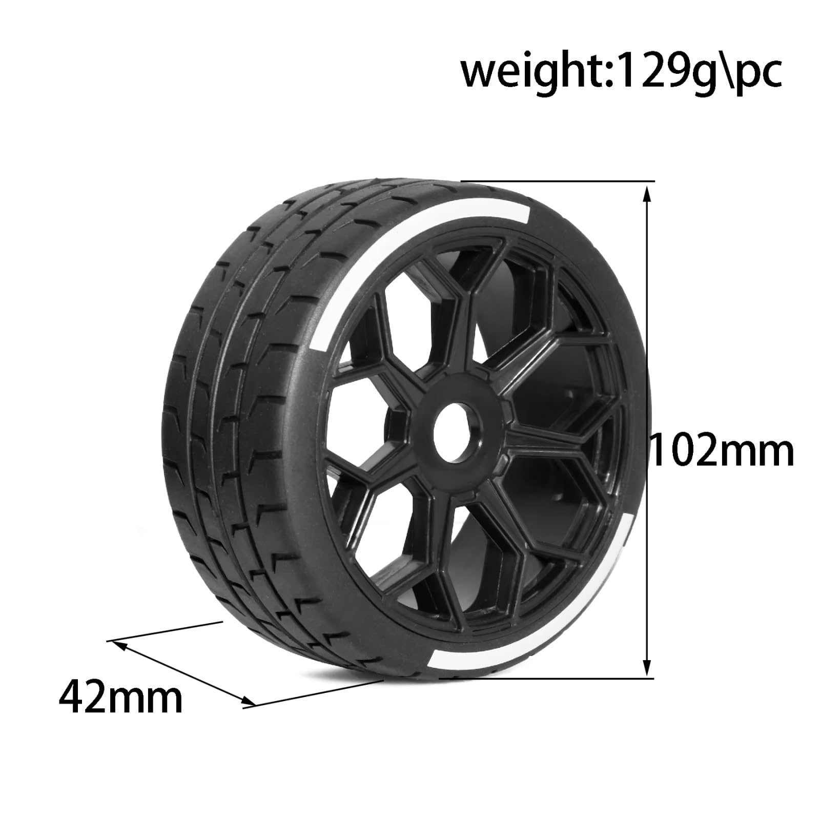 RC Neumáticos Rueda Compatible con Infraction para Limitless para FSR FS para Arrma 1/7 RC Car Upgrade Parts 4 Piezas 100x42mm Neumático Neumático 17mm Rueda Hexagonal