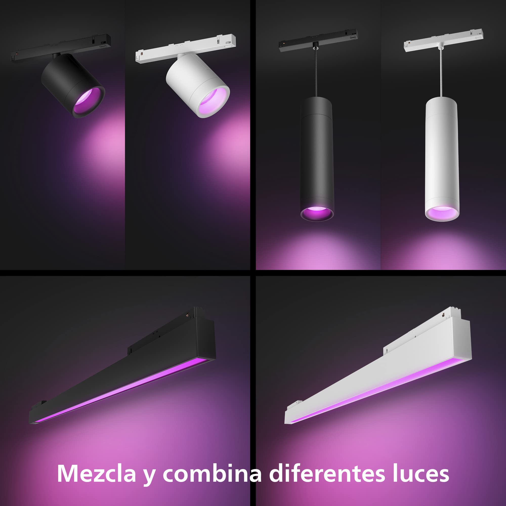Philips Hue White and Color Ambiance, Perifo, Kit di Illuminazione a Binario da parete, Kit con 3 Faretti, 16.8 W, Nero