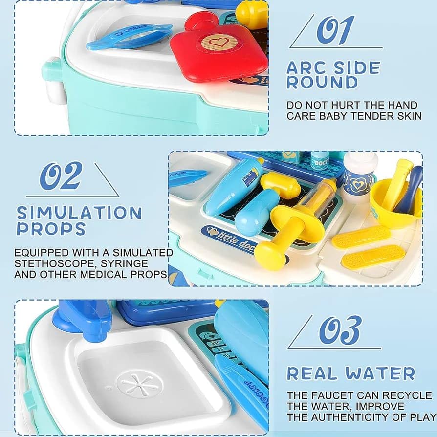 Image of Kids Doctor Kit Toy Set | Set Toys for Kids, 2 in 1 School Bag & Role Play Backpack , Foldable Suitcase School Bag for Kid 31 PCS Set, Doctors Kit Toyset