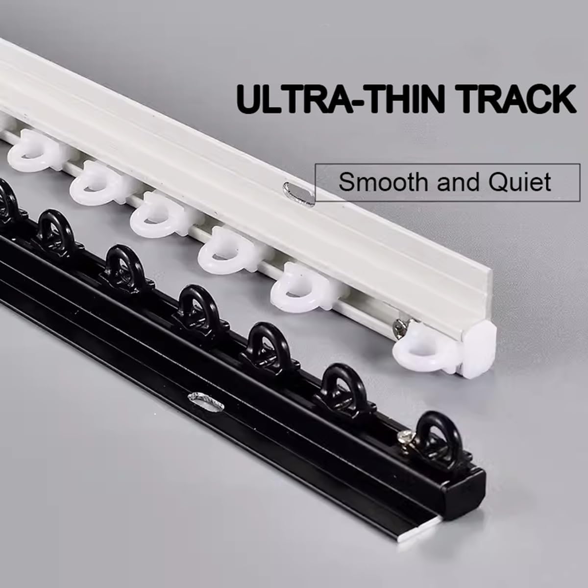 Heavy-Duty Curtain Track Rail 100-600cm, Ultra-Thin White Ceiling/Wall Mount for Living Room, Bedroom, Room Divider - 130cm/4.3ft Adjustable Curtain Rod System