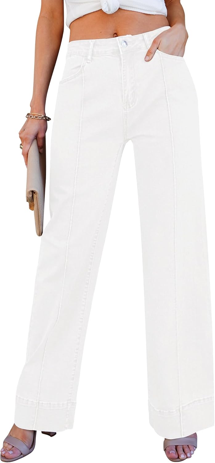 luvamia Wide Leg Jeans for Women Trendy High Waist Straight Leg Baggy Jeans Stretchy Denim Pants Trouser Jeans
