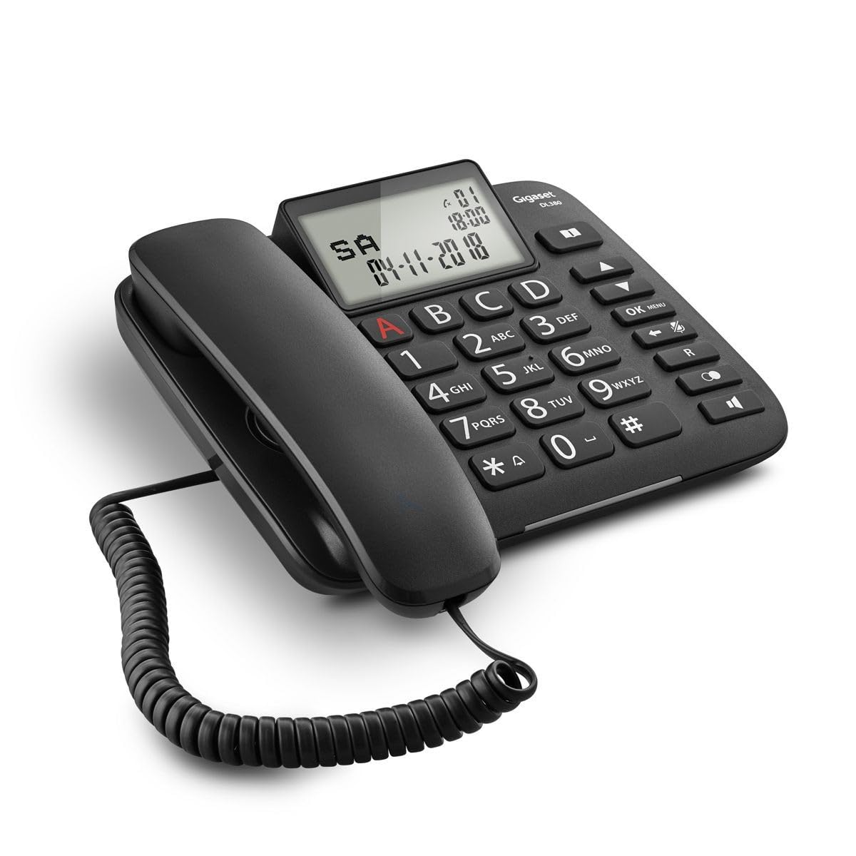 Gigaset DL380・Telefon mit Schnur・Schwarz (S30350-S217-C101)