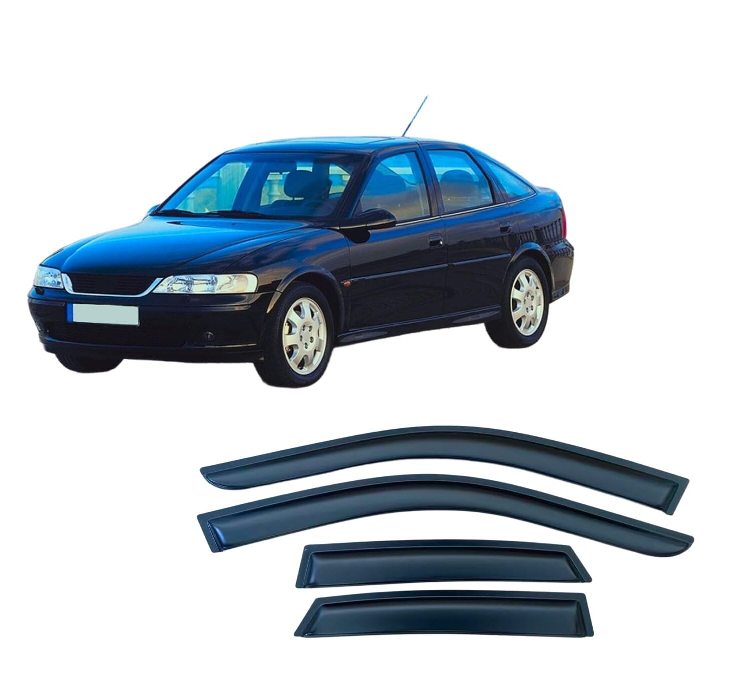 Liufangfc Normal Wind Deflectors For Opel Vectra B 95-02 Sedan/Htb – 4Pc Tape-On Smoked Visors, Weatherproof, Anti-Salt/Snow, Low-Noise