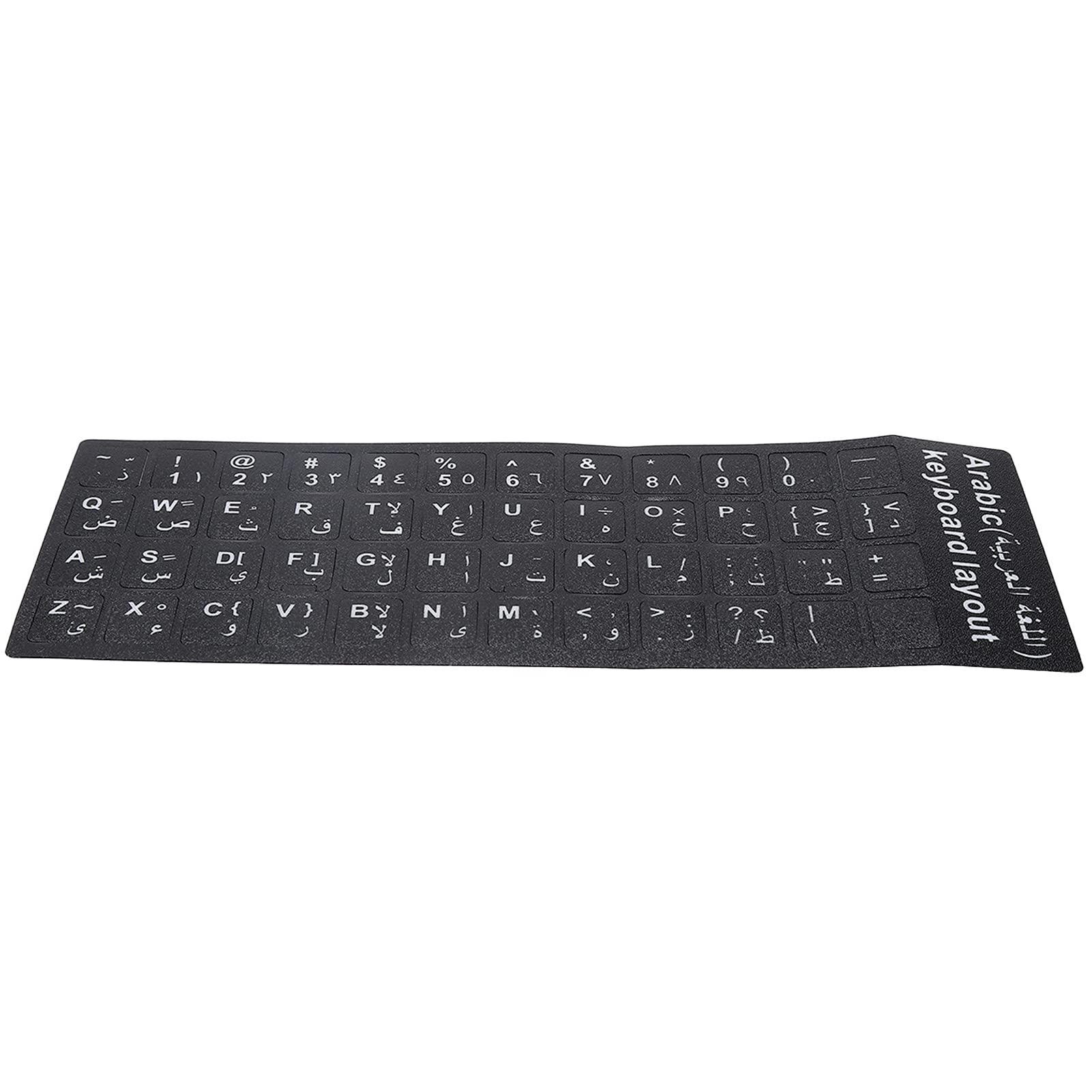 Fydun Adesivo per Tastiera Sfondo Nero Impermeabile Arabo per Notebook Desktop Pc Schede del Personale del Computer Adesivo per Tastiera Araba per Laptop