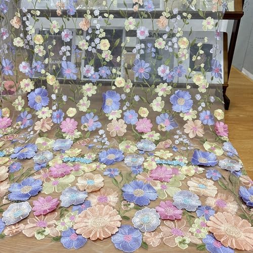 Singring 3D Flowers Embroidery Lace Fabric