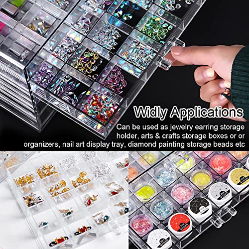 Earring Storage Box Organizer, Acrylic Jewelry Storage Box Holder 5 Drawers Transparent Jewelry Display Stand with 120 Small Compartments Gift Boxes for Women Girls (Clear)3