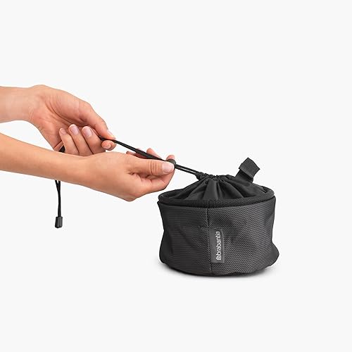Miniatura 6 de Brabantia Bolsa de almacenamiento compacta con lazo para colgar y cordón de cierre (gris) Organizador de ahorro de espacio para alfileres de ropa,