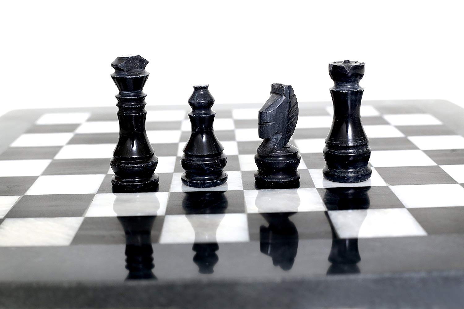 Scacchiera in Marmo Nero Maya e Bianco con Scacchi White Black Marble Chessboard 40x40