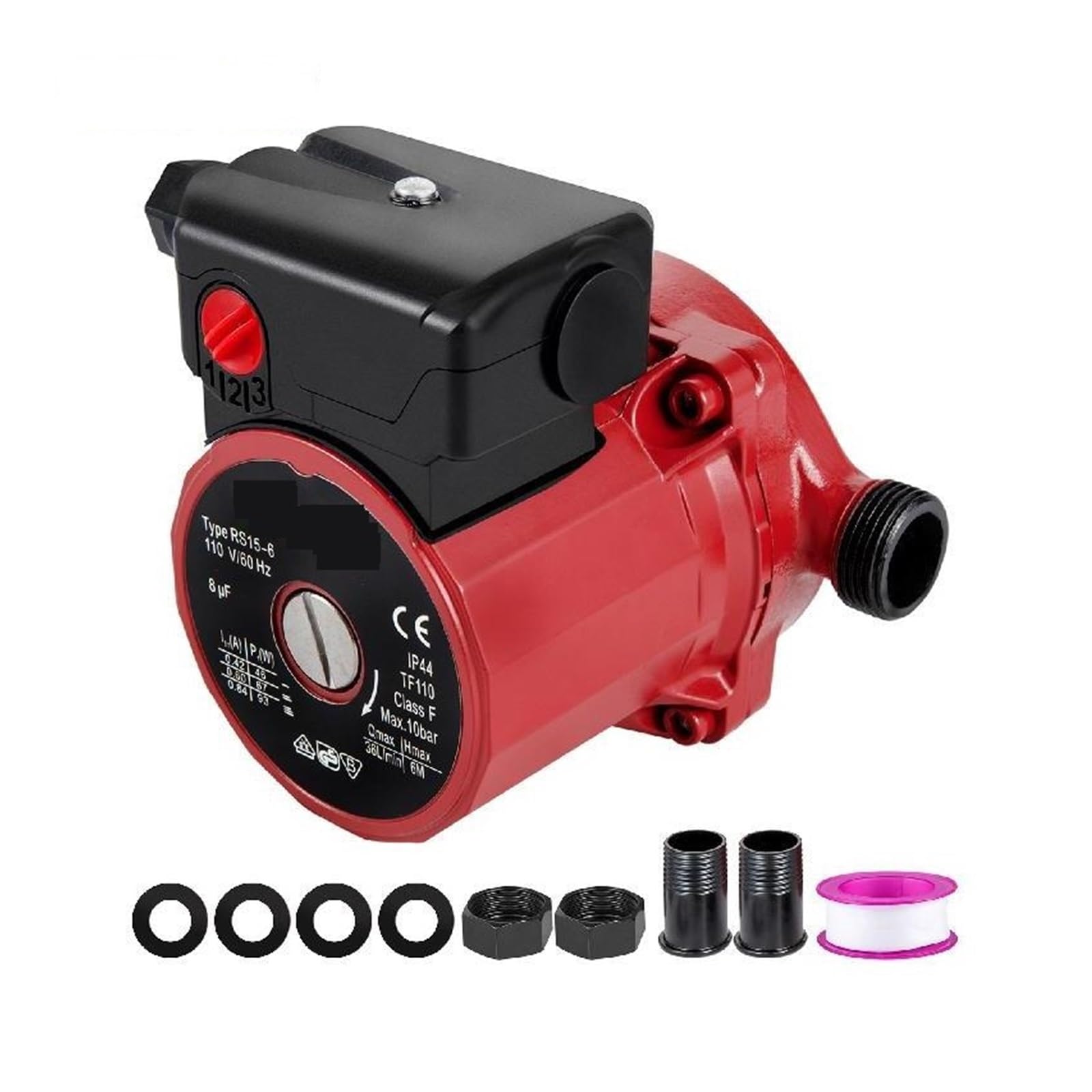 Merhovo One Color Water Pump, Rs15-6 Hot Water Recirculating Pump 110 Circulation 3/4-Inch Npt 3-Speed 9.5 Gpm Heater Recirculation