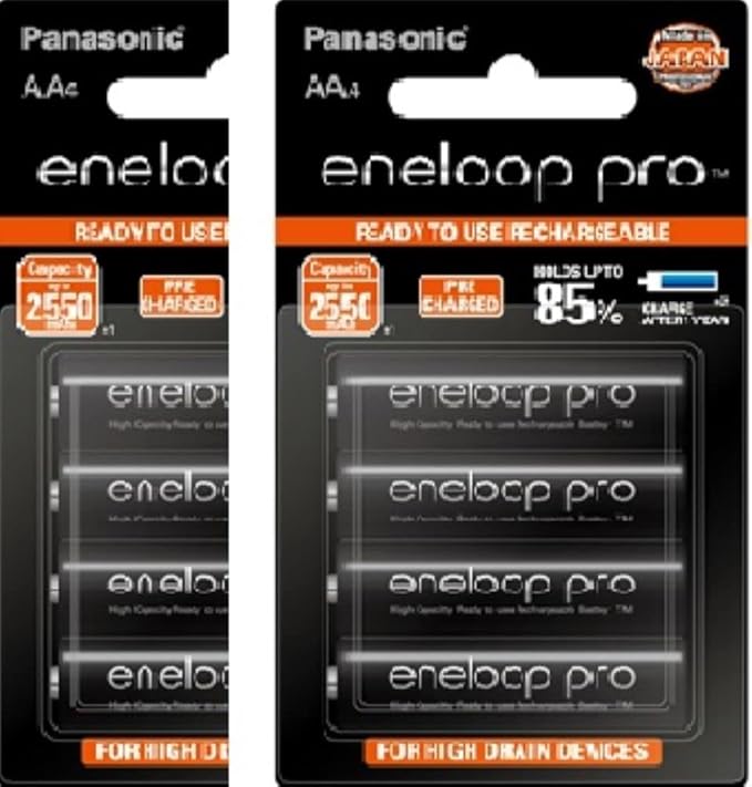 Panasonic Eneloop pro Ni‐MH AA up to 2550 mAh Capacity Rechargeable Battery, Low self-Discharge for Multi-use, Storage Life Hold 85% Charge up to 1 Year, Pack of 8 at Rs. 1942