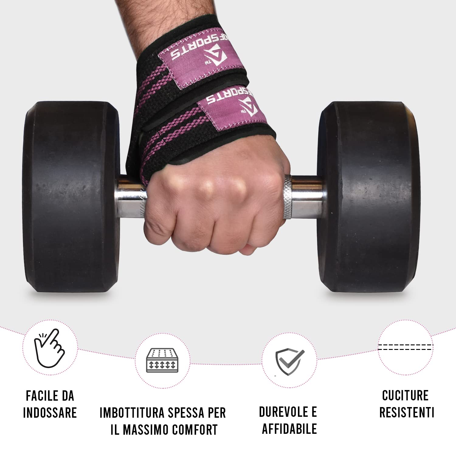 AQF Fitness Figura 8 Neoprene Imbottite Cinghie di Sollevamento Pesi Polso, Straps Palestra, trazioni alla Sbarra Fascia Polso, Allenamento Polsini Bodybuilding Powerlifting Presa