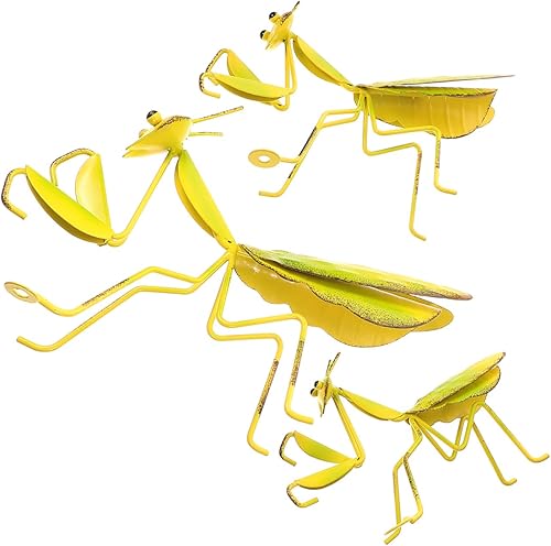 Miniatura 8 de Estatua de pared de mantis rezante de metal 3 piezas de mantis de metal para jardín, patio, decoración de arte, figura de animal de insecto, césped,
