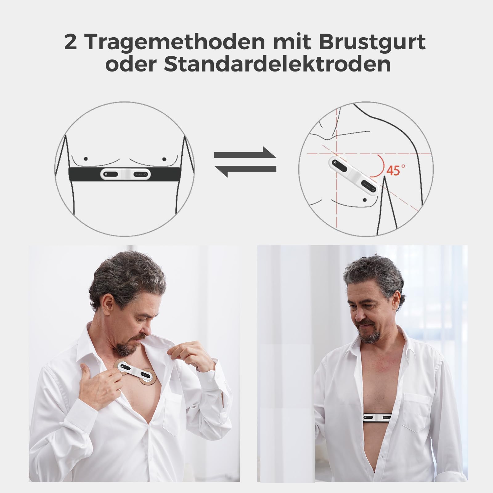 Checkme 72 Stunden EKG Gerät mit AI-EKG Analysebericht für Zuhause, Brustgurt EKG Monitor Unterstützung für PC Software, mit 10 Standard-Elektrodenpads