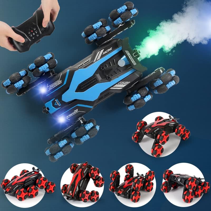 Coches RC para niños y niños juguetes de 8 ruedas para acrobacias auto de control remoto de 24GHZ 4WD 360 juguetes giratorios para interiores y