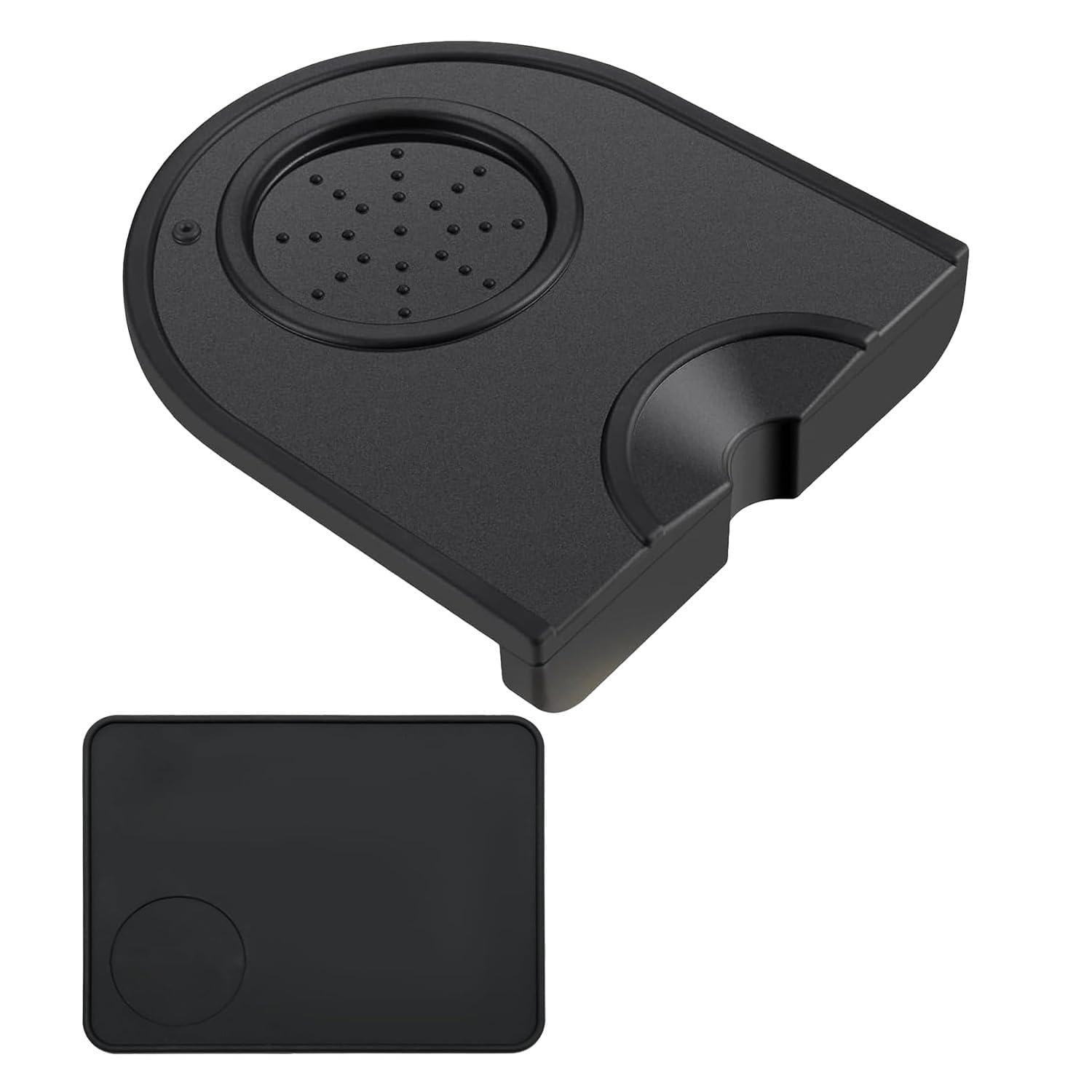 2PCS Espresso Tamping Mats, Anti-Slip Silicone Coffee Mat for Portafilter and Tamper, Heat Resistant Tamping Mat for Home Barista Coffee Station, Black