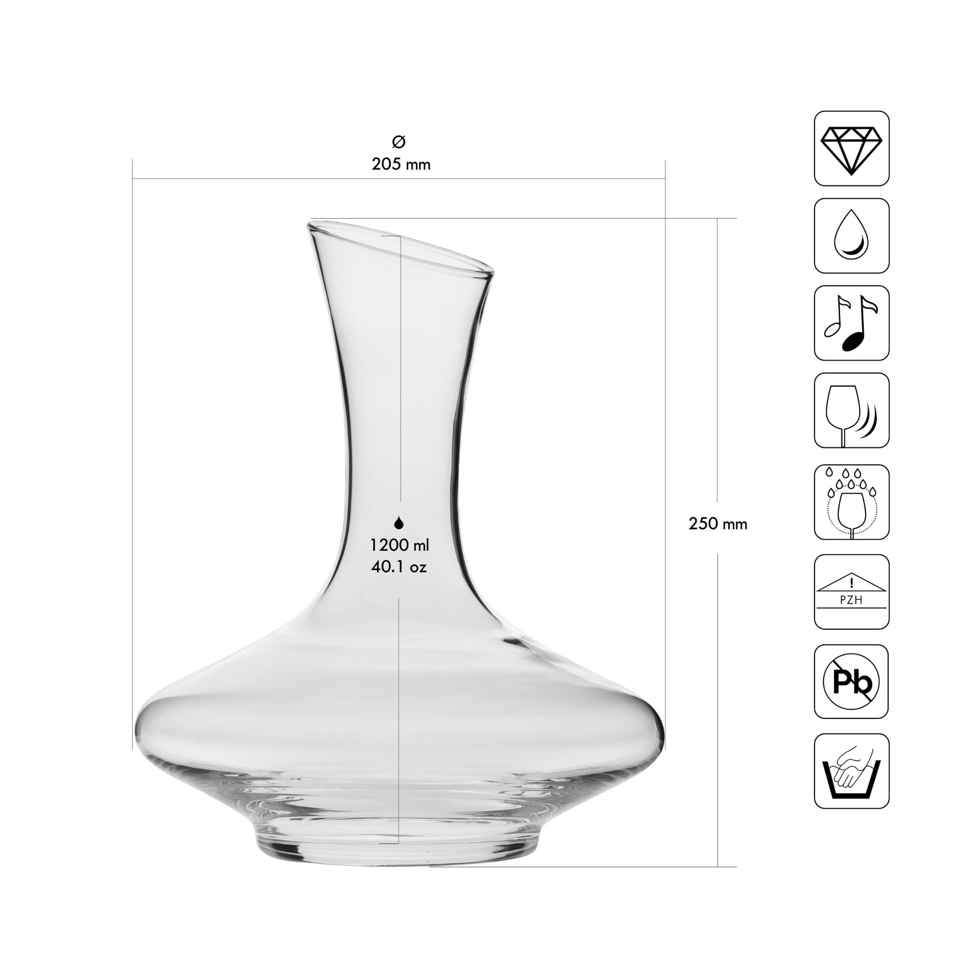 Krosno Décanteur Essence 1200 ml, verrerie artisanale, design élégant et fonctionnel, parfait pour décanter et servir le vin | Cristal sans plomb | Verre sans plomb, design élégant et fonctionnel, parfait pour décanter et servir du vin
