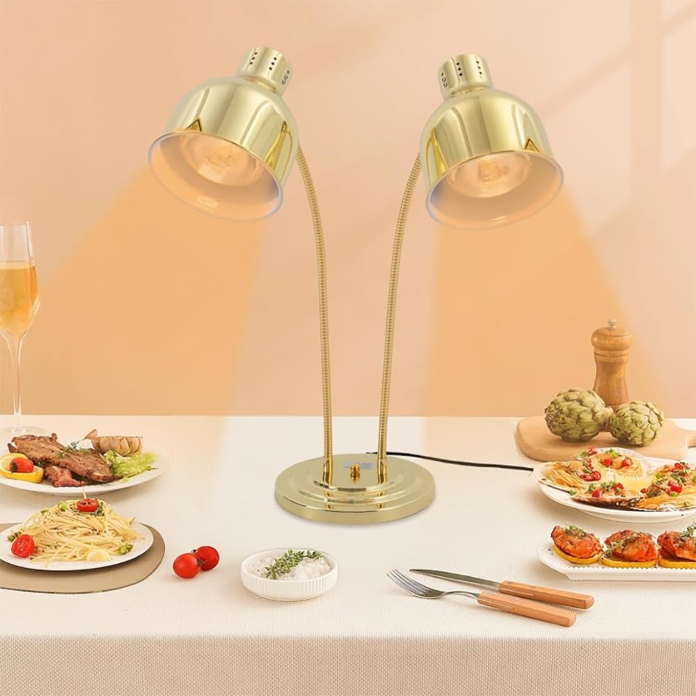 Kuchenna lampa grzewcza Podgrzewacz żywności, 500 W dwugłowicowa elektryczna lampa grzewcza, stal nierdzewna, przenośne elektryczne lampy podgrzewające żywność, podgrzewacz komercyjny