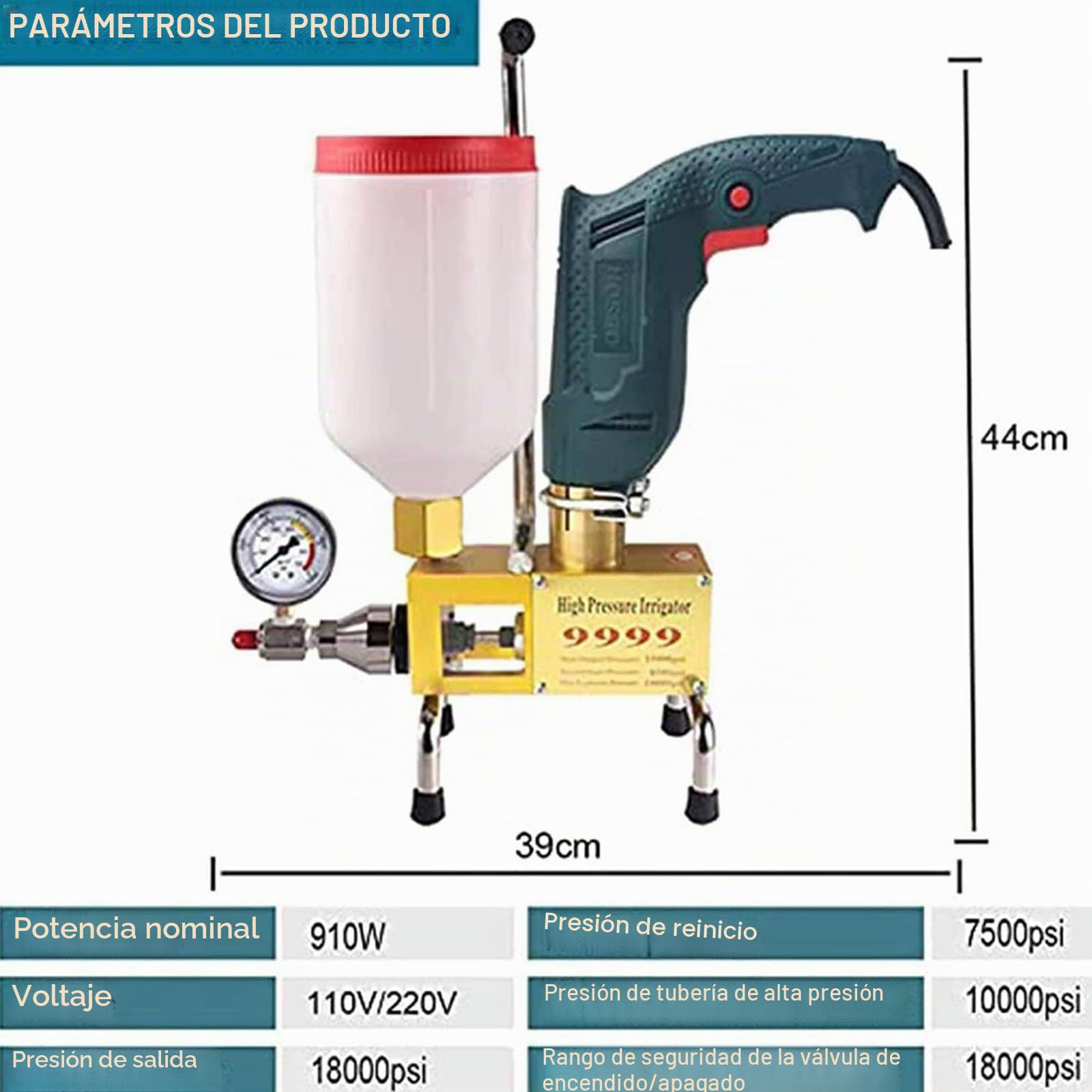 Máquina De Inyección De Espuma De Poliuretano De Alta Presión para Juntas De Suelo De Alta Presión para Grietas De Hormigón,Reparación De Fugas En Agua,Piscina,Casa,Lechada De Techo