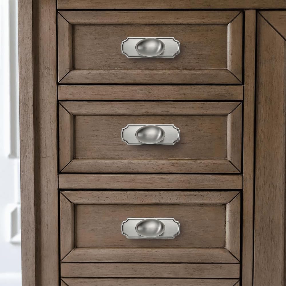 khtumeware 10 Pack Brushed Satin Nickel Cabinet knobs with blackplate Solid Heavy Duty Bifold Closet Door Knobs with Backplate Hardware for Kitchen Bathroom and Dressing Table