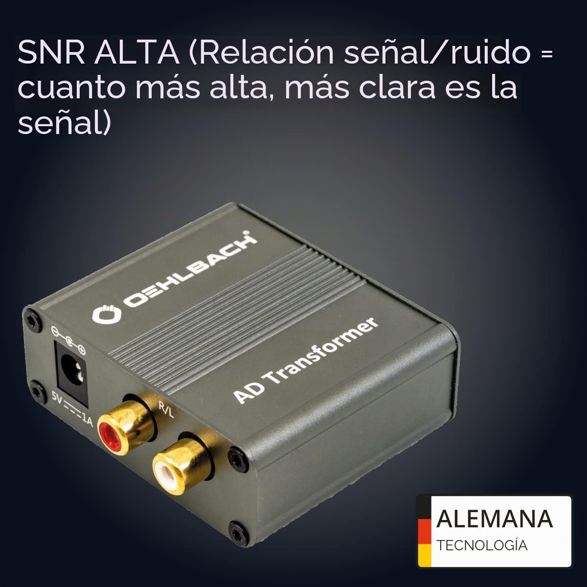 OEHLBACH AD Transformer - Convertidor de señal de audio estéreo analógico a digital (RCA RCA a coaxial RCA SPDIF Toslink – 24 bits, 96 kHz), metal