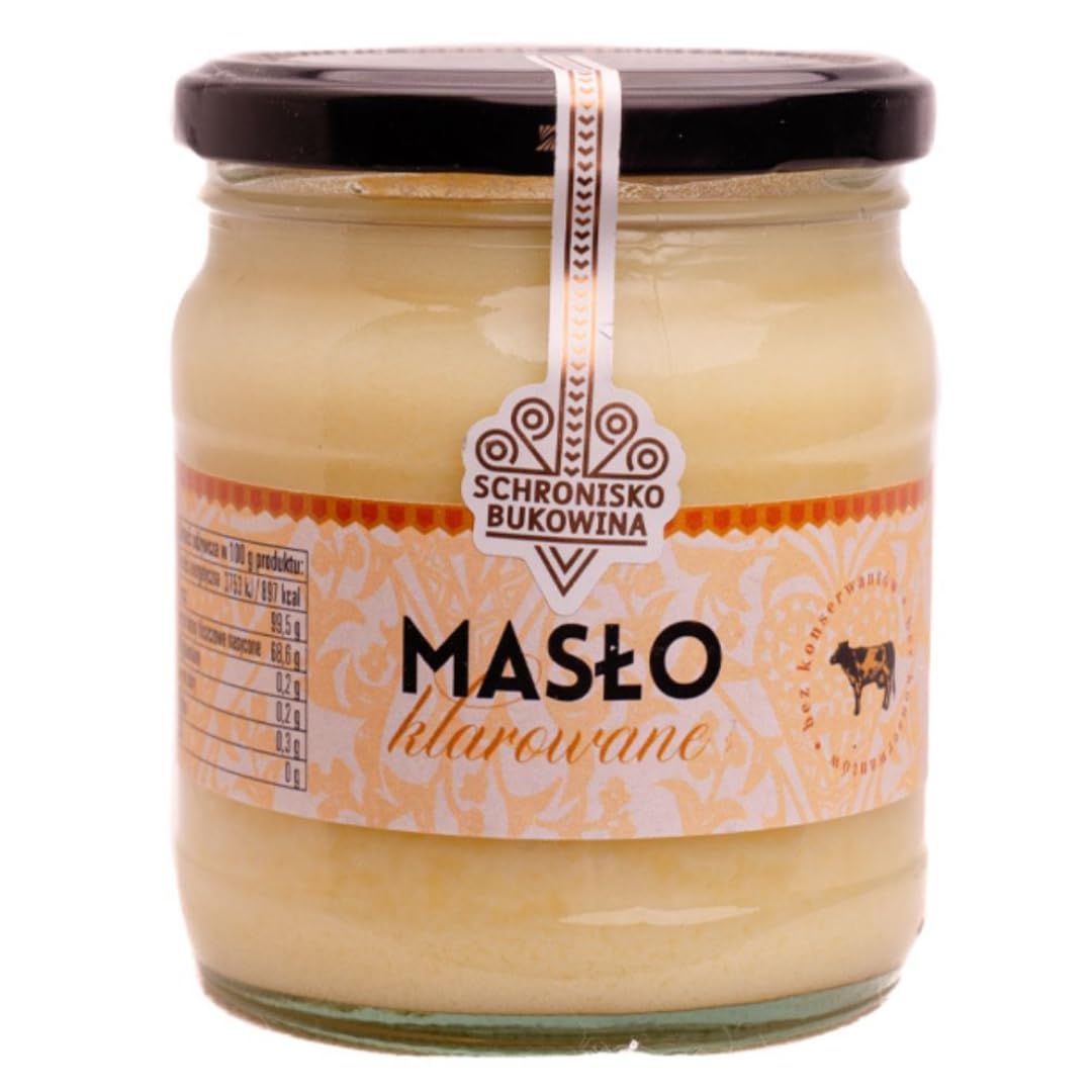 SCHRONISKO BUKOWINA Masło Klarowane, 100% Masło, Tradycyjne, 340g, Bez Konserwantów, Szklany Słoik