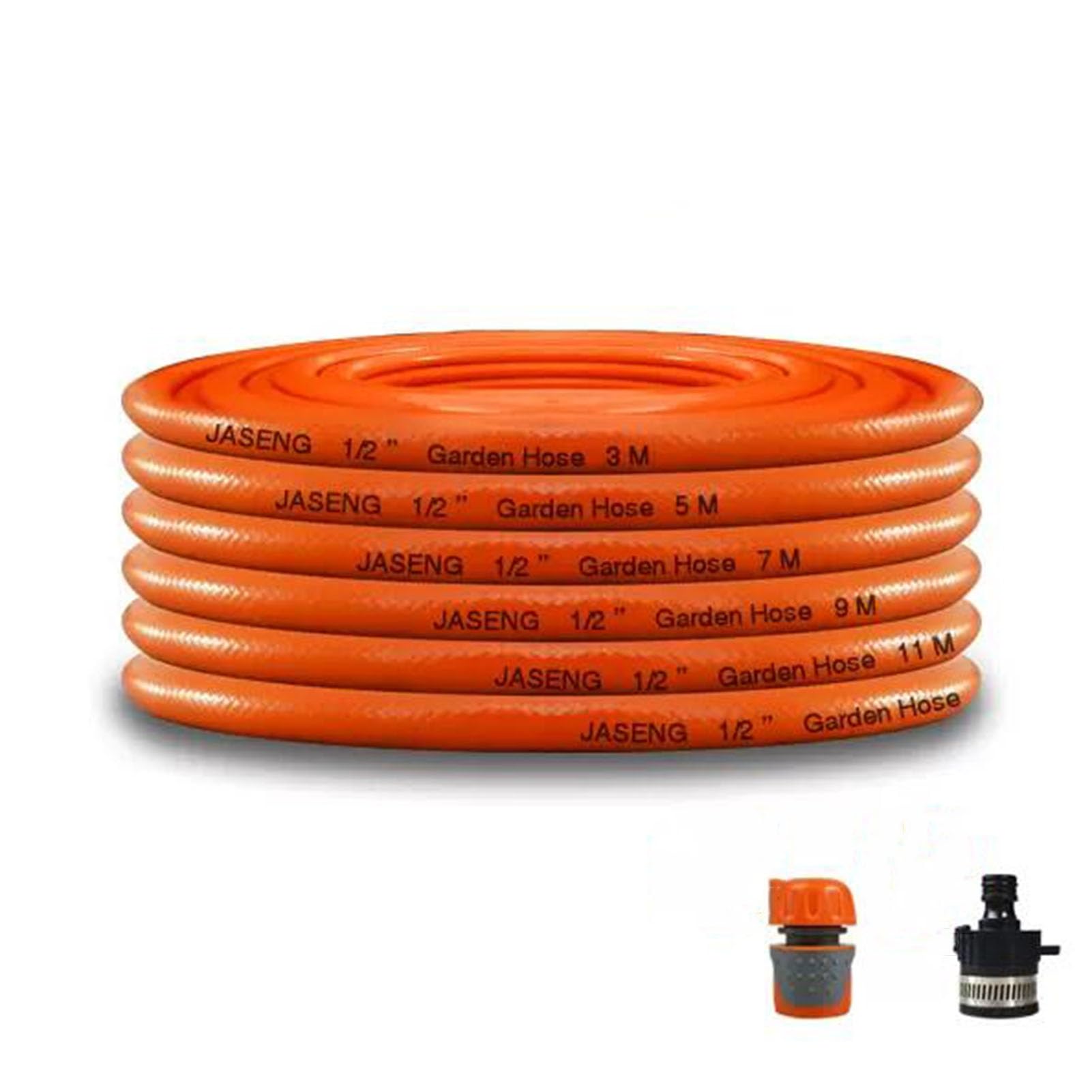 Tubo flessibile ad alta pressione, con connettori, tubo flessibile per acqua anti-piega a tenuta stagna da 1/2" per giardino, lavaggio auto, avvolgitubo per tubo da giardino da 12 mm (colore: aranci