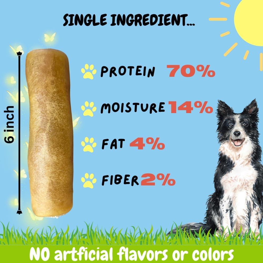 BULLYSTICKS & MORE 6 Inch Beef Collagen Rolls for Dogs (Extra Thick - 10 Count) - Bones for Dogs - Dog Parents Choice - No Hide Beef Cheek Rolls