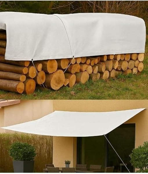 Toldo Reforzado Impermeable, Lona Multiusos con Ojales, 90 Gramos, Multicolor (Blanco, 4X5) - 3